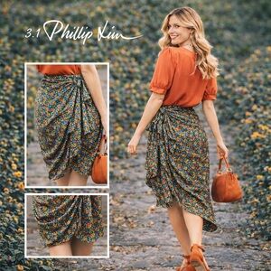 3.1 Phillip Lim,Silk Floral Ruffle Wrap Skirt,Excellent Condition,Size 6